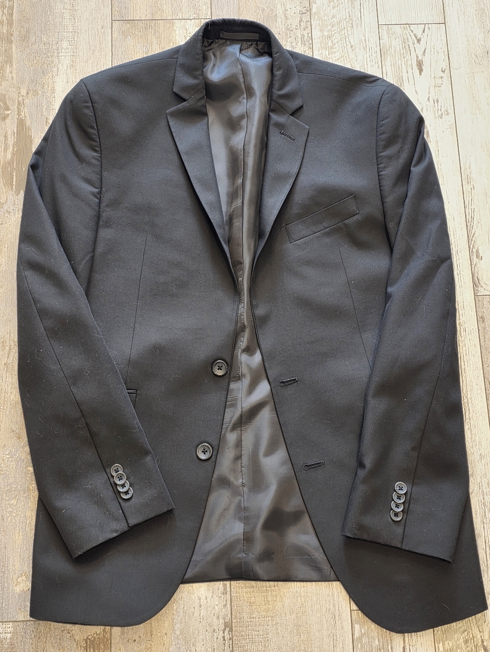 38R Men's Kenneth Cole Reaction Blazer Solid Black 2 Button Sport Coat